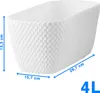 A white planter with dimensions indicated by blue lines and text. Anteprima dell’immagine prodotto