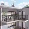 A modern balcony with a railing system, furniture, and plants. Produktbild-Vorschau