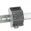 A gray DIN rail power supply unit is mounted on a metal rail. Produktbild-Vorschau