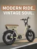 A cream-colored electric bicycle with a brown seat is shown against a light gray wall. Produktbild-Vorschau