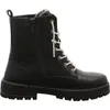 A black lace-up boot with a side zipper. Voir les images du produit