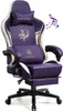 A purple gaming chair with a dragon emblem and music notes overlay. Anteprima dell’immagine prodotto