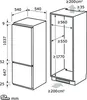 A technical drawing showing the dimensions and installation requirements for a refrigerator. Produktbild-Vorschau