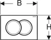 A diagram showing the dimensions of a Geberit Delta01 flush plate. Anteprima dell’immagine prodotto