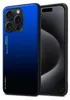 A close-up shot of a phone case with a gradient blue and black design, placed next to a smartphone. Produktbild-Vorschau