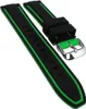 Minott | Uhrenarmband Silikon glatt weich schwarz/grün Produktbild-Vorschau 1