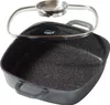 A square frying pan with a glass lid and handles, presented against a white background. Anteprima dell’immagine prodotto