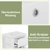 Collage showing features of a white bathroom vanity with a sink. Produktbild-Vorschau