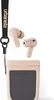 A pair of pink wireless earbuds with a charging case and a black lanyard. Anteprima dell’immagine prodotto