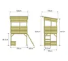 Diagrams of a wooden playhouse with dimensions indicated. Náhled obrázku produktu