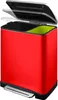 A red recycling bin with a silver pedal and a green inner bin is shown against a white background. Produktbild-Vorschau