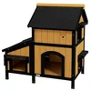 PawHut kattenhuis van hout, kattenhut, kattenhol, hok voor Productafbeelding-voorbeeld 1