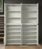An open white wardrobe with multiple shelves. Voir les images du produit