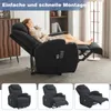 A collage of images showing a woman relaxing in a recliner chair, and three separate views of the chair. Produktbild-Vorschau