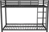 A black metal bunk bed is shown against a white background. Podgląd zdjęcia produktu