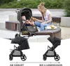 A mother and child in a park with a stroller, and two separate images of the stroller. Náhled obrázku produktu