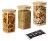 Relaxdays Vorratsgläser mit Bambusdeckel, 3er Set, eckige Produktbild-Vorschau 1