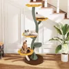 A cat tree with two cats on it, placed in a home setting near a staircase and a plant. Podgląd zdjęcia produktu