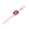 A pink smartwatch with its screen displaying the time and a cartoon character. Produktbild-Vorschau