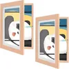 Two wooden picture frames with cartoon panda images are displayed at an angle against a white background. Produktbild-Vorschau