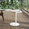 A white side table with books on it, placed on a wooden deck next to a chair and a lush green wall of plants. Anteprima dell’immagine prodotto