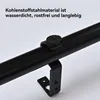 Close-up of a black curtain rod with a bracket and a decorative knob. Produktbild-Vorschau