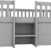 A close-up view of a gray wooden bunk bed with drawers and shelves. Podgląd zdjęcia produktu