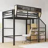 Hochbett 90x200 cm mit Sicherheitsleiter und verstellbarem Produktbild-Vorschau 3