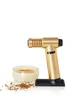 A gold and black culinary torch next to a glass ramekin of crème brûlée. Produktbild-Vorschau