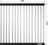 A top-down view of a stainless steel dish rack with black frame, with dimensions indicated. Produktbild-Vorschau