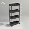 A 4-tier rolling cart with dimensions indicated by measurement lines and text. Voir les images du produit
