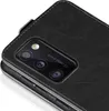 A close-up view of a black leather phone case, showing the camera module and the text '48 mega pixels'. Produktbild-Vorschau