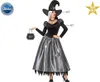 A woman dressed as a witch for Halloween, holding a cauldron. Produktbild-Vorschau