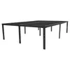 A black metal bed frame with adjustable legs, shown from a diagonal angle against a white background. Náhled obrázku produktu