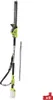 A RYOBI Akku-Teleskop-Heckenschere RY36PHT50A-0 36V is shown against a white background. A metal extension pole is placed next to the hedge trimmer. Produktbild-Vorschau