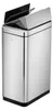 A stainless steel trash can with its lid open. Produktbild-Vorschau