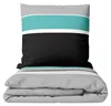 Baumwolle Bettwäsche Set 135x200 cm 80x80 cm Grau Petrol Produktbild-Vorschau 1