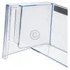 A close-up, angled view of a clear plastic refrigerator door bin, with a blue trim along the top edge. A partial black stripe is visible on the upper right side. A subtle 'C' watermark is centered on the product. Produktbild-Vorschau