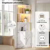 Armoire d'angle haute Merax avec éclairage LED et prises, Voir les images du produit 9