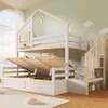 Etagenbett 90x200 & 140x200 cm Massivholz, Hausbett mit Produktbild-Vorschau 1