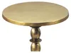 Runder Beistelltisch Gold Aluminium 40 cm mit Raw-Finish in Gesamtansicht, goldene Tischplatte und geschwungener Säulenfuß. Produktbild-Vorschau