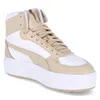 A single Puma Karmen Rebelle Mid sneaker in white and light sand. Produktbild-Vorschau