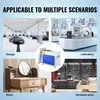 Collage showing multiple scenarios where an ultrasonic cleaner can be used, including a garage, laboratory, home vanity, and hardware store. Produktbild-Vorschau