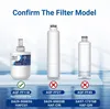 A collage of three water filter models with text indicating compatibility and confirmation. Podgląd zdjęcia produktu