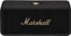 A front view of a black Marshall portable Bluetooth speaker with the Marshall logo in gold. Produktbild-Vorschau
