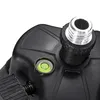 A close-up view of a black tripod head with a green bubble level and a silver threaded adapter. Náhled obrázku produktu