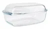 A clear glass baking dish with a lid, isolated on a white background. Anteprima dell’immagine prodotto