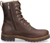 A single brown leather boot with laces and a zipper. Produktbild-Vorschau
