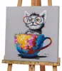 ArtUniverse Leinwandbild Katze In Bunter Tasse 60 x 60 cm Produktbild-Vorschau 2