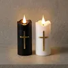 Weiße LED-Kerze mit Kreuz und Flammeneffekt, Produktbild-Vorschau 7